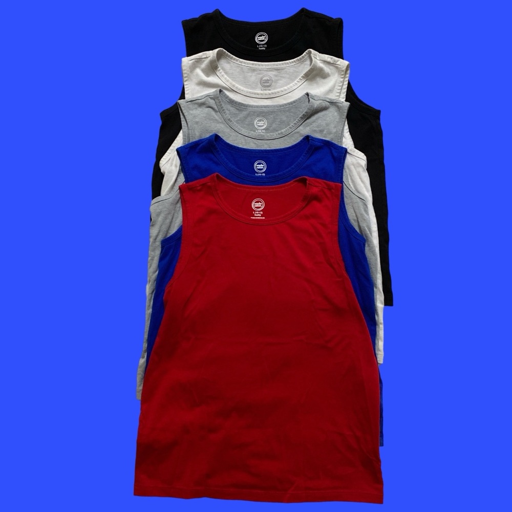 WONDER NATION Boys Husky “Tough Tank Top” 5PK Bundle